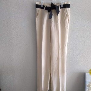 Cristinaeffe Collection Tan / Beige Pants with Black Fabric Belt